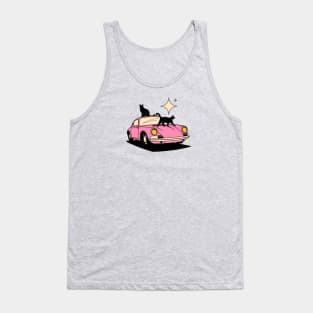 Cool Car Black Cat in blue Tank Top